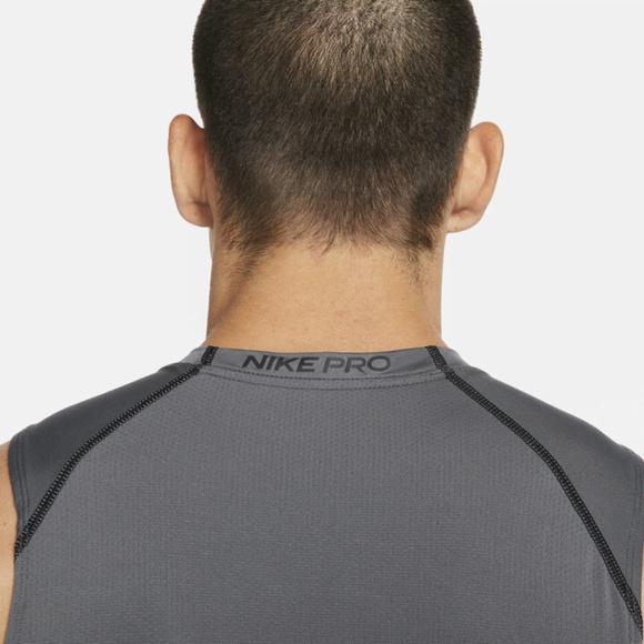 NIKE Men's Pro Dri-FIT Slim Fit Sleeveless Top in Iron Grey - Picture 4 of 6